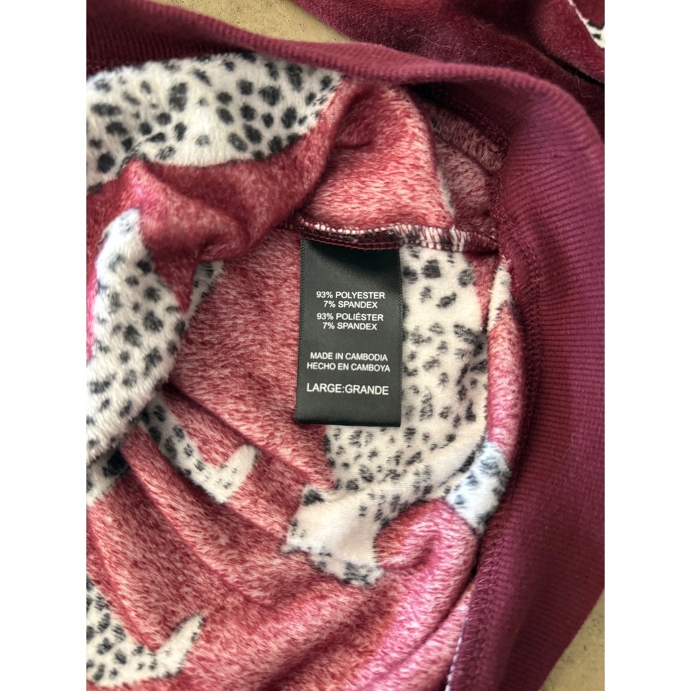 Room Service Womens Burgundy Leopard Print Velvet Pajama Set Velour Joggers L - Picture 8 of 16